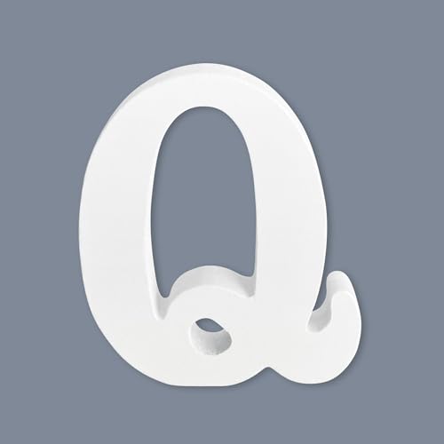 HANWER White Unfinished Wood Letters, 6 Inch Alphabet Letters for Wall Decor, Wooden Letters for Crafts, Party Projects, Standing Letters, Letter Q