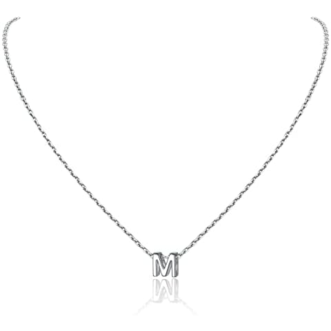 ChainsHouse 925 Sterling Silver Initial Necklace | Letter Necklaces for Women | M Initial Cover