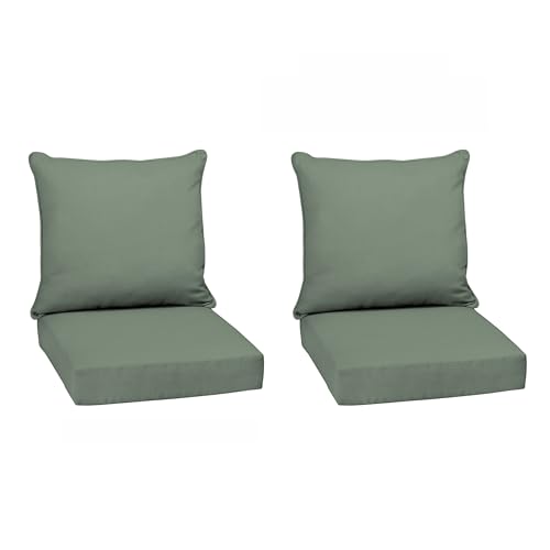Image of Arden earthFIBER Outdoor Deep Seat Cushion Set, 2-Pack, 24 in x 24 in, Weather-Proof, Rain-Proof, Fade Resistant Patio Cushion for Chair, Sofa, and Couch Sage Green Texture