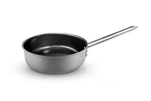 Eva Trio | Grey Line Sauté Pan 24 cm Ceramic Slip-Let® Non-Stick Coating | Ideal for Roasting & Sautéing. High Edges the Pan is also suitable for the preparation of sauces and stews