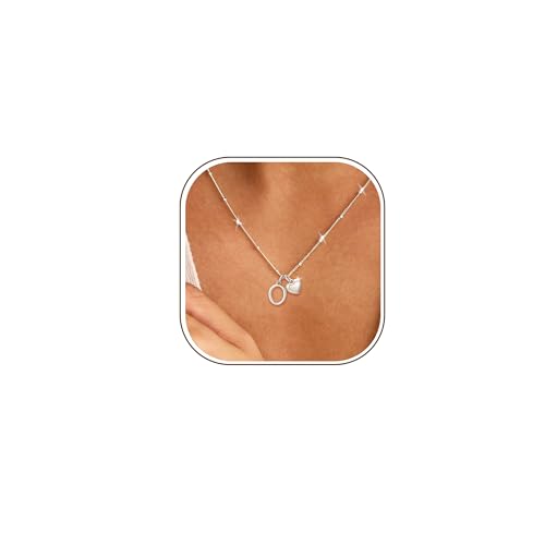Image of Smilya S925 Silver Necklace for Women Girls Hypoallergenic A-Z Initial Heart Letter Necklace for Women Sterling Silver Necklaces for Women Birthday Gifts