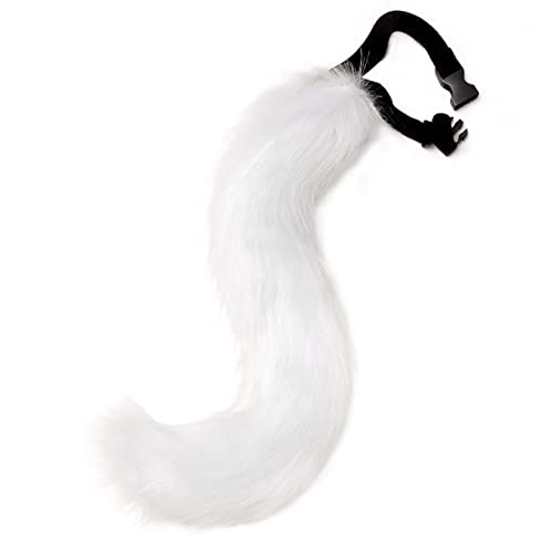 Kunstpelz Fuchsschwanz Fuchs Wolf Kostüm Katze Schwanz Wolfsschwanz Fuchsschwanz Plüsch Fuchs Kostüm Erwachsene Rollenspiel für Halloween Weihnachtsfeier (Weiß)