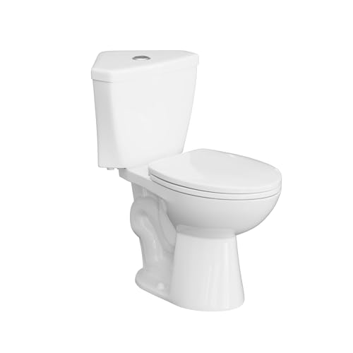 SUPERFLO 17.2' Corner Toilet Elongated, Compact Two-piece Toilets with Comfort Height Toilet Bowl & Slow Close Seat, Small Toilets For Small Bathroom-Dual Flush 0.8/1.28 GPF