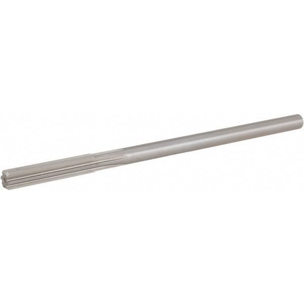 Hertel Chucking Reamer, RH Cut, HSS, 0.2540" Diameter, 6" OAL, 1-1/2" Flute Length, Straight-Cylindrical Shank, 6 Flute