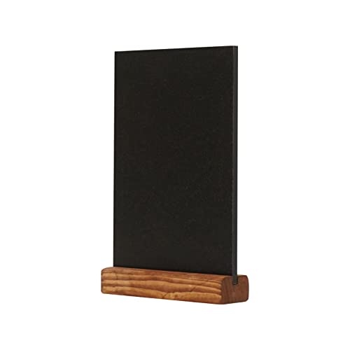 Europel Présentoir de table, tableau noir avec base en bois de pin, A5 portrait, Tableau ardoise de comptoir, Tableau noir pour restaurant, food truck,...