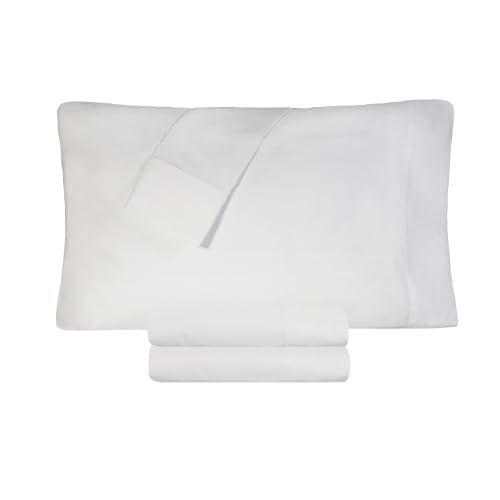 Parure de lit percale de coton 300 fils blanche drap premium de qualité hôtelière pour lit XL - 3