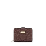 TOUS Cartera de Cuero Kaos Mini, Marrón, con Cierre de Cremallera, Diseño en Relieve, Detalles Dorados