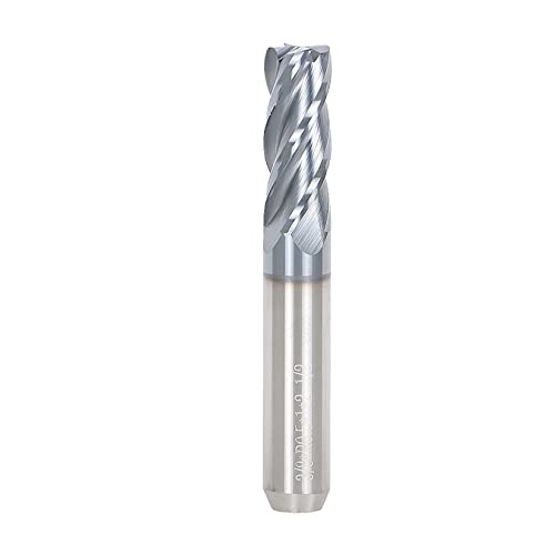 Findmall 3/8 Inch Helix Carbide End Mill - .020 Radius Tialn Coated 4 Flute 1 Inch Length Of Cut Fit For Aluminum Cut Non-Ferrous Metal Upcut Cnc Spiral Router Bit #TOP24