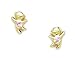 14ct de oro amarillo y rosa CZ Pendientes - oso de peluche de baile Screwback mide 8 x 6 mm - JewelryWeb