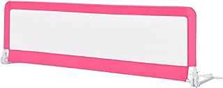 GYMAX 180CM Baby Bed Guard, Foldable Mesh Bedside Guardrail with Safety Straps, Universal Kids Swing Down Bed Rail for Extra Long Cribs, Twin, Double, Full Size Queen and King Bed (Pink)