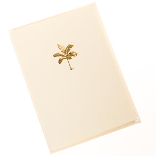 Image of Graphique Palm Tree Cards, Pack of 10 Cards with Envelopes, All Occasion Greetings, Blank Inside, Gold Foil Embossing, La Petite Press Collection Boxed Set, 3.25 inch x 4.75 inch
