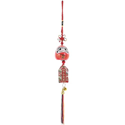 VILLCASE Japanese Ceramic Wind Chime Pendant Fortune Hanging Charm for Car Decor Home Amulet Key Decoration and Present Choice