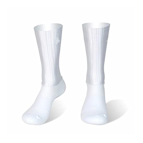 PBLCYUT Calcetines aerodinámicos Anti  Silicona Calcetines aerodinámicos de Ciclismo (Color : White, tamaño : L 39 45)
