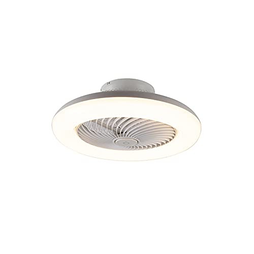 Qazqa Diseño Ventilador de techo diseño blanco LED regulable - CLIMA Plástico/Acero Redonda Incluye LED Max. 1 x 40 Watt