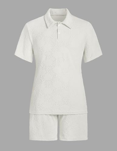 Image of ZAFUL Men's 2 Pieces Sets Outfits Summer Beach Set Short Sleeve Button Down Zip Up Shirt And Short Sets