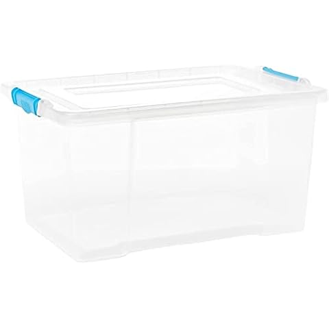 VTL® 1X50L PLASTIC STORAGE BOXES LITRE BOXES CLIP ON LIDS TRANSPARENT BOXES CLEAR LID (PACK OF 1) Cover