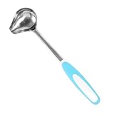 UTHCLO Edelstahl Saucenlöffel mit Ausgießer Rutsch Design Vielseitig als Soßen Öl und Dessinierlöffel für Küche Restaurant und Stabile Verarbeitung Blauer Griff