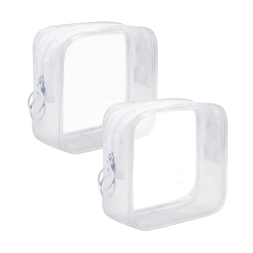 LYroo White Small Makeup Bag Clear Mini Makeup Zipper Pouch Makeup Bag Small Cosmetic Bag for Purse Essentials Items Women Coin Purse Aesthetic Stuff(2 Pack)