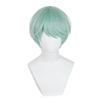 BEHEGTYE Boys Costume Cosplay Wig for Kids, Anime Pop Singers Cosplay Wigs, Boys Idol Costume Wig Halloween Accessory Hair for Men (Green-)