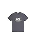 ALPHA INDUSTRIES Basic T-Shirt, Camiseta para Hombre, Gris (Grey/Black), Large