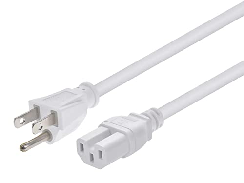 Monoprice Heavy Duty Power Cord - NEMA 5-15P to IEC 60320 C15, 14AWG, 15A/1875W, 125V, SJT, 8ft, White
