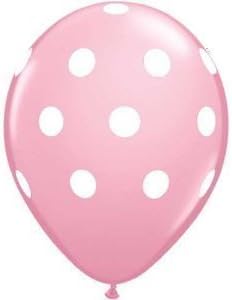 12 Light Pink Dot Polka Dot Balloons - Made in USA