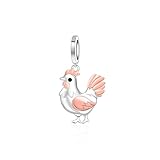 Chicken Charms for Jewelry Making - 925 Sterling Silver Cute Animal Rooster Bead Charm for Women Men Chicken Lovers