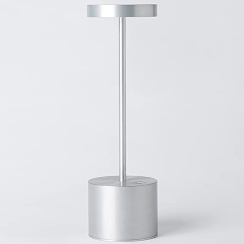 SAKRINGT Outdoor Table Lamp,LED Table Light,Cordless Table Lamp Rechargeable,5000mAh Battery Powered Dimming Desk Lamp for Restaurant/Patio/Outdoor(Silver)