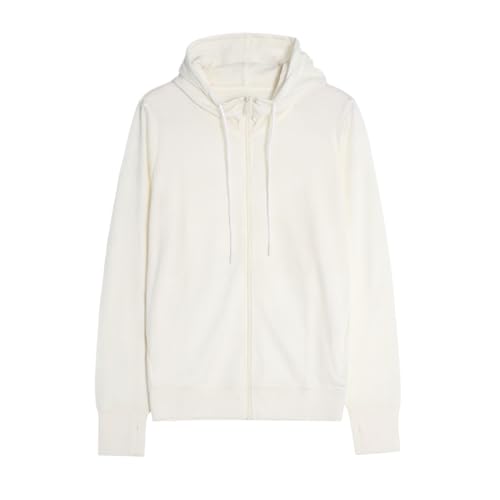 Fussybussy Women’s Zip Up Hoodie - 100% Merino Wool Soft Lightweight Workout Hoodie Jacket for Gym Yoga Hiking (US, Alpha, Medium, Regular, Regular, Beige)