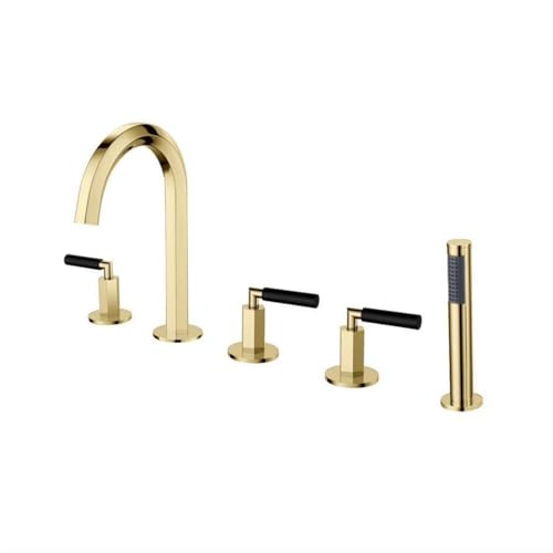 Mitigeur de salle de bain doré haut de gamme avec double robinet de douche