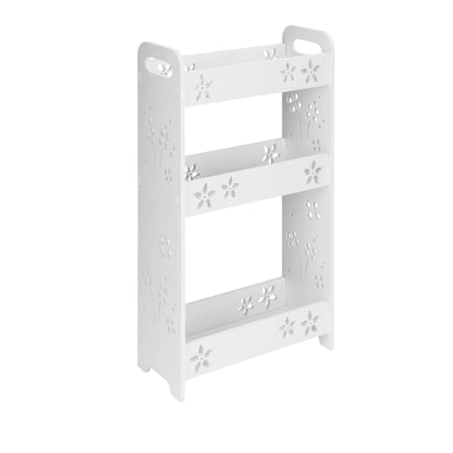 Narrow Storage Unit 3 Tier Bathroom Wall Shelf 60x35 x13.5cm Carved Floating Shower Storage Rack Wall Mount Storage Rack Free-standing Shelves for Bathroom Living Room