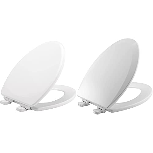 Mayfair Lannon Toilet Seat Will Slow Close And Never Loosen Durable Enameled Wood, 1 Pack, White & Bemis 1500Ec 390 Toilet Seat With Easy Clean, Cotton White #TOP3