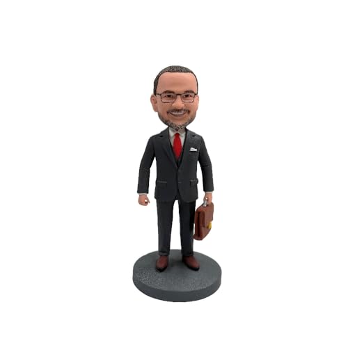 mydedor Bobblehead di uomo d'affari personalizzato, statuetta esecutiva maschile personalizzata in abito con valigetta, regalo scultura professionale sicura per imprenditori, capi e leader aziendali
