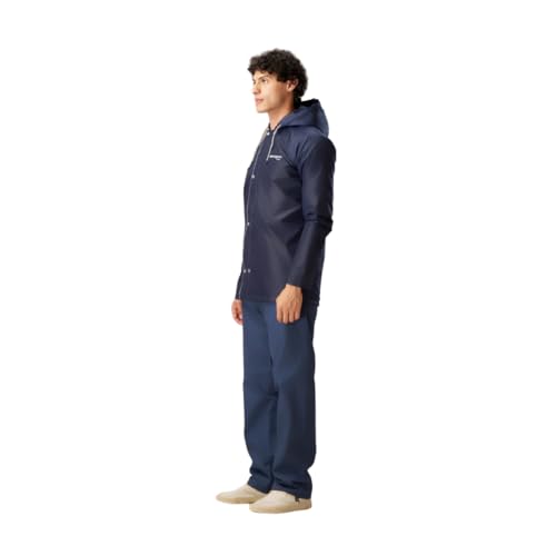 Image of ZEEL Water Fighter Rain Coat for Men with Adjustable Hood, Polyester Waterproof Full Sleeves, Top and Bottom Set Rainwear, Front Zip with Flap, Lightweight Raincoat