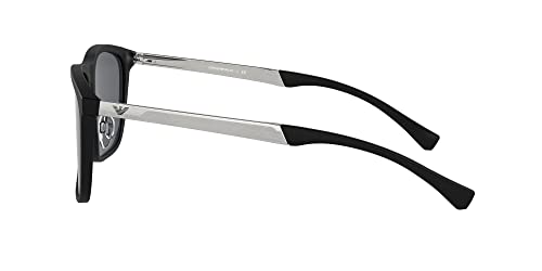 Emporio Armani Men's Ea4150F Low Bridge Fit Rectangular Sunglasses, Rubber Black/Grey, 59 Mm #TOP3