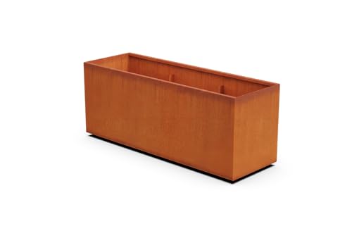 Plantercraft Corten Steel Planters | 60x20x24 Large Rectangular Planters for Outdoor Plants | Heavy Duty Metal Planter Rectangle Box for Commercial or Residential Landscapes