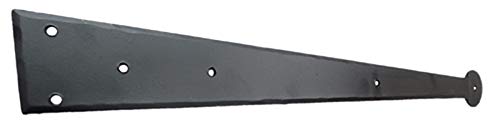 Adonai Hardware "Asahel" Heavy Antique Iron Hand Forged Strap False/Faux/Dummy Front Hinges (Black Powder Coated) For Vintage Barn Doors, Gates, Furniture, Garage, Shutters And Fences #TOP4