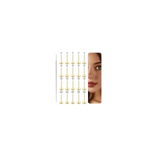FUNRUN JEWELRY Gold-plated Threadless Nose Stud