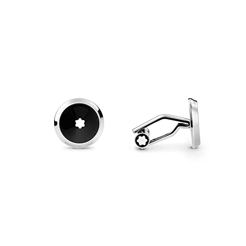 MONTBLANC Cuff Links, rund, Stahl, Harz, Snowcap, modern