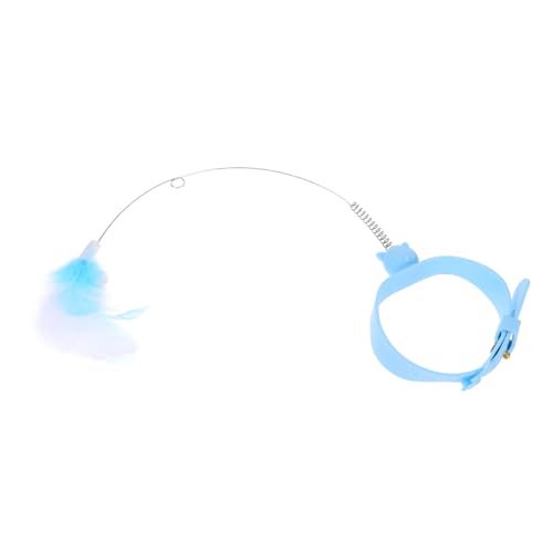 OUNONA 猫の襟から猫のスティックをからかいます 子猫のからかい杖 猫のティーザー のための猫のおもちゃ 猫をからかう杖 猫のおもちゃをからかいます Blue シリカゲル