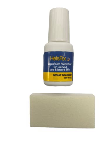 Helsrx Liquid Bandage Glue - Invisible Skin Repair Gel For Severe Dry Cracked Heels, Feet, Fingers, Scrapes And Blisters – Waterproof Protection - Includes Applicator Brush And Skin Buffer #TOP4