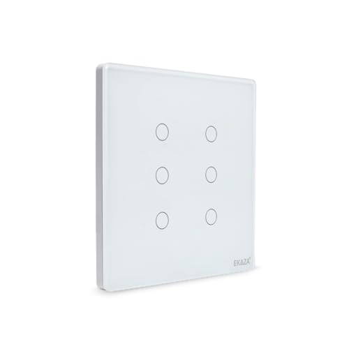 EKAZA Interruptor Inteligente, Touch, borda 2.5 D, Wifi+BLE, 4X4, 6 botões, Branco, Compatível com G