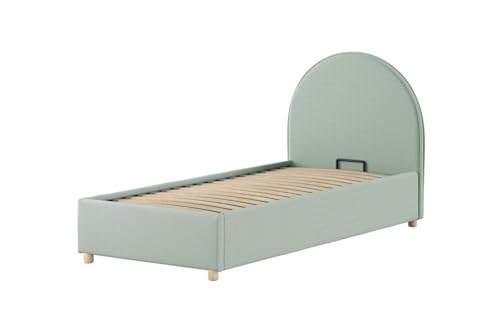 Vipack Bett mit Bettkasten, gelockt, Mondgrün, 90 x 200 cm