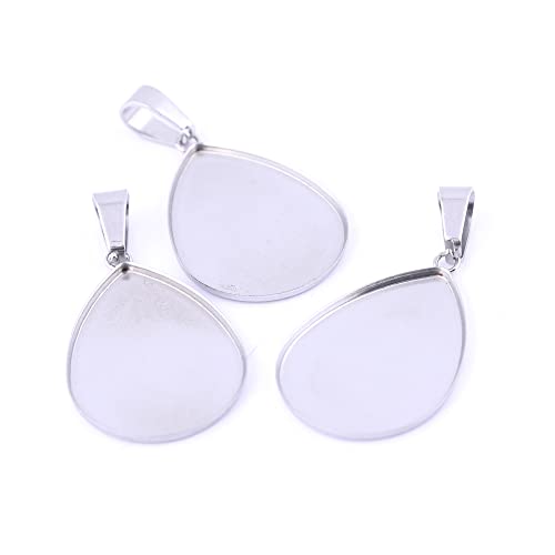 Plateaux cabochon larme 18x25mm en acier inoxydable pour réparer et fabriquer des pendentifs facilement