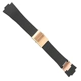 RWCCCRWS Waterproof Rubber Watch Band For Ulysse-Nardin MARINE Watchstrap Man Sport Watchband Bracelet, 25*12mm, Black rgold set