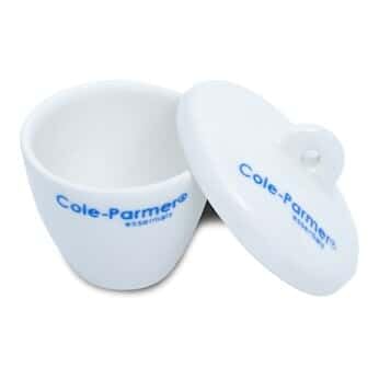 Cole-Parmer Tall-Form Crucible with Cover, Porcelain, 15 mL, 6/pk