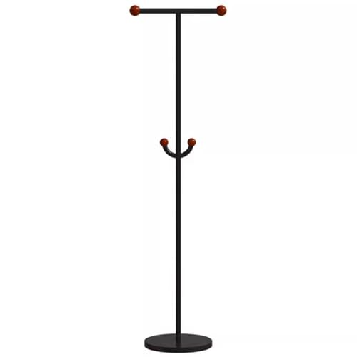 UPCOT Cabide cabide para roupa independente com base de mármore, prateleira de roupa metálica em forma de T com 2 ganchos, barra para roupa compacta para quarto, escritório e entrada (cor: preto)