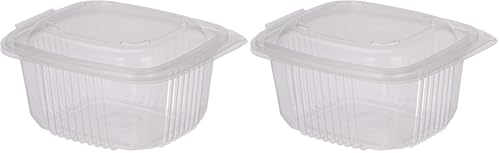 GUILLIN - ONDIPACK OK500 SACHET DE 50 Boite 500cc Micro-Ondable A Couvercle Charniere, Polypropylène, Transparent, 14,2 x 12,3 x 6,9 cm, Translucide (Lot de 2)