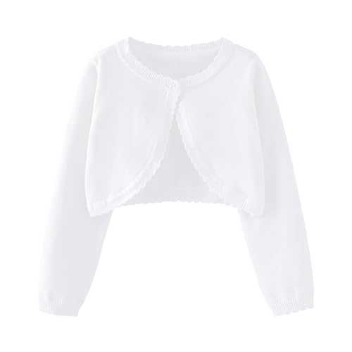 Image of Miipat Toddler Girls Cardigan Long Sleeve Bolero Shrug Kids Knit Sweater Cover Up Button Closure Cropped Tops