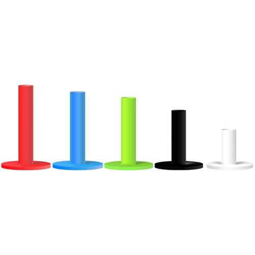 Golf Rubber Tees Driving Range Mixed Size Color 5 10 Count, Premium Golf Tee Practice Training Long Short Professional Durable Portable Lightweight Frictionless (5 Pcs-Red/Blue/Green/Black/White)